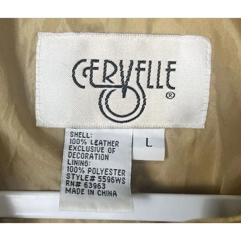 Cervelle Beige Leather With White Lace Trim Jacket Women’s Size Large - Picture 14 of 16